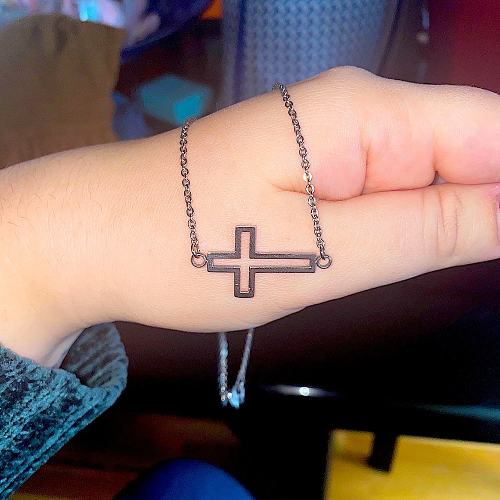 Sterling Silver Sideways Cross Necklace